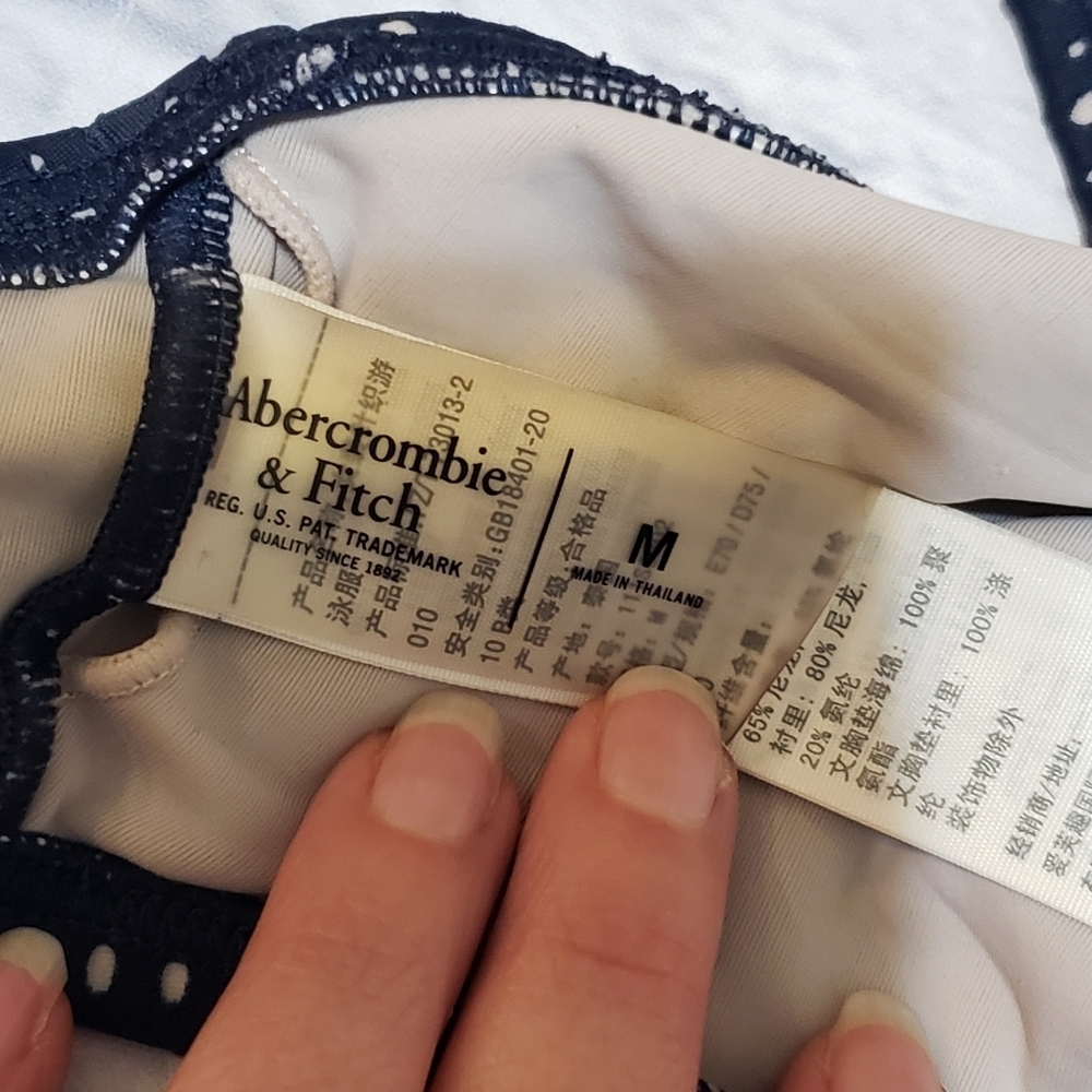 Abercrombie & Fitch Navy Bikini with White Cut Out - Picture 5 of 6